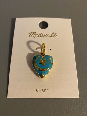 Madewell Turquoise Celestial Heart Charm with Gold Moon & Star